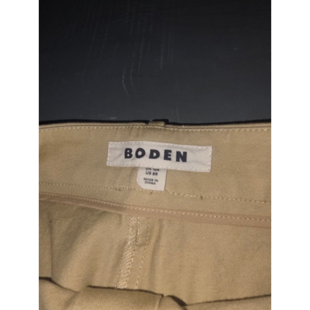 Boden Tan Khaki Button Front Utility Skirt Size 8R Pocketed Twill Cotton A-Line - Picture 5 of 7